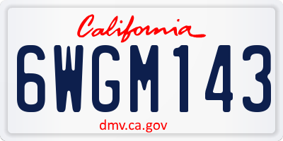 CA license plate 6WGM143