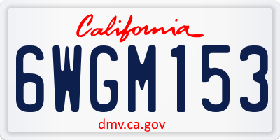 CA license plate 6WGM153