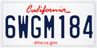 CA license plate 6WGM184