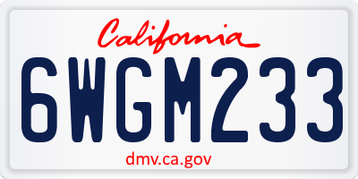 CA license plate 6WGM233