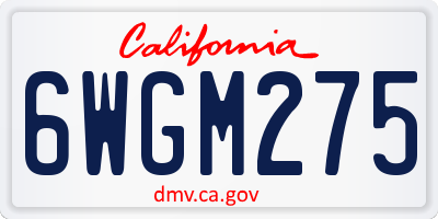 CA license plate 6WGM275