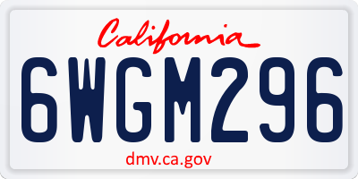 CA license plate 6WGM296