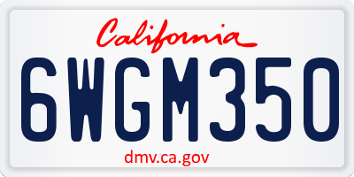 CA license plate 6WGM350