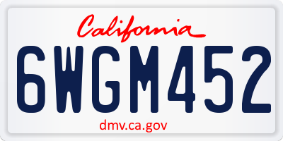 CA license plate 6WGM452