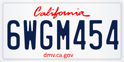 CA license plate 6WGM454