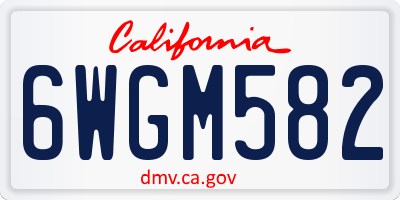 CA license plate 6WGM582