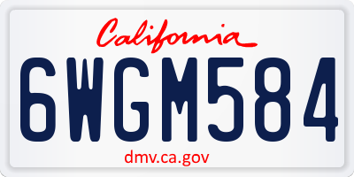 CA license plate 6WGM584