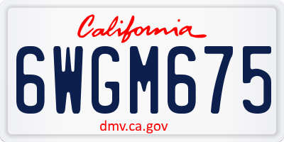 CA license plate 6WGM675