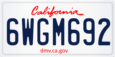 CA license plate 6WGM692