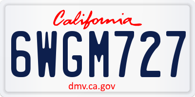 CA license plate 6WGM727