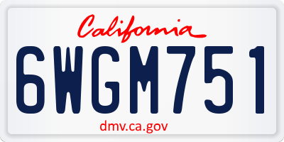 CA license plate 6WGM751
