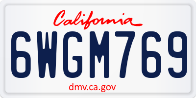 CA license plate 6WGM769