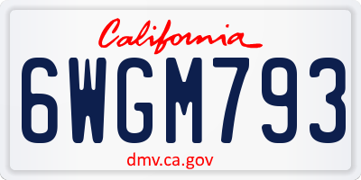 CA license plate 6WGM793