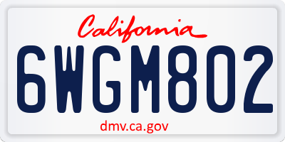CA license plate 6WGM802
