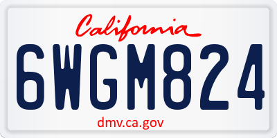 CA license plate 6WGM824