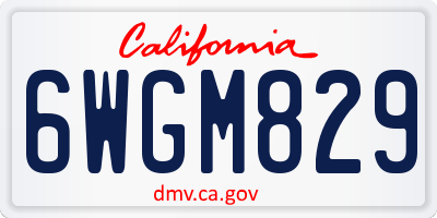 CA license plate 6WGM829