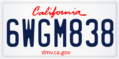 CA license plate 6WGM838
