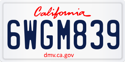 CA license plate 6WGM839