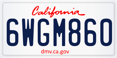 CA license plate 6WGM860