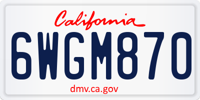 CA license plate 6WGM870