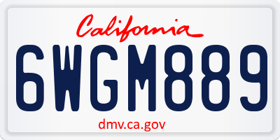 CA license plate 6WGM889