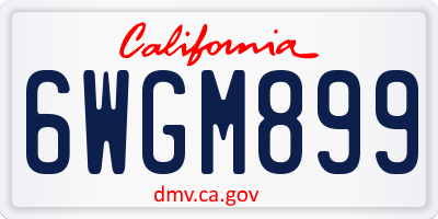 CA license plate 6WGM899