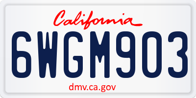 CA license plate 6WGM903