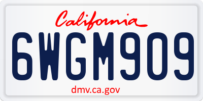 CA license plate 6WGM909