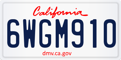 CA license plate 6WGM910