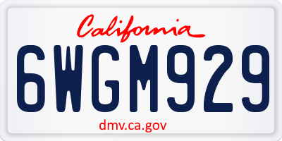 CA license plate 6WGM929