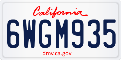 CA license plate 6WGM935
