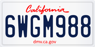 CA license plate 6WGM988