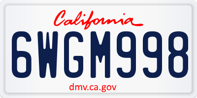 CA license plate 6WGM998