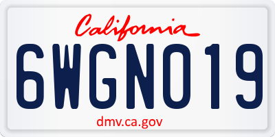 CA license plate 6WGN019