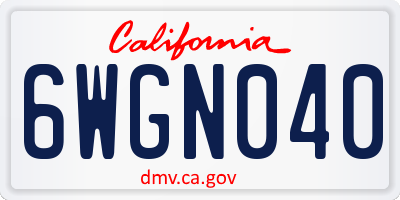 CA license plate 6WGN040
