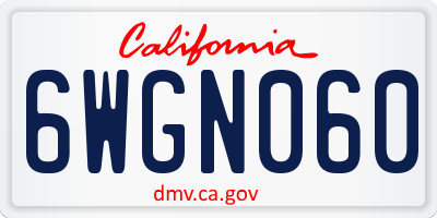 CA license plate 6WGN060