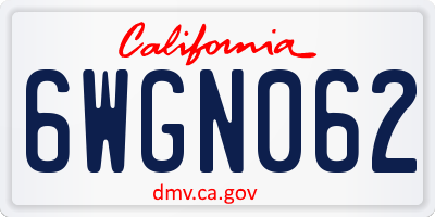 CA license plate 6WGN062