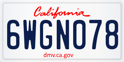 CA license plate 6WGN078