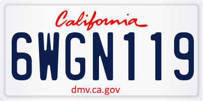 CA license plate 6WGN119