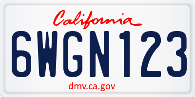 CA license plate 6WGN123