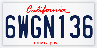 CA license plate 6WGN136