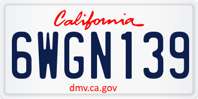 CA license plate 6WGN139