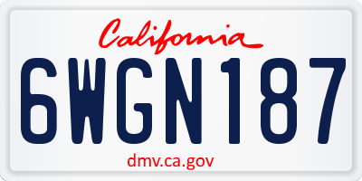 CA license plate 6WGN187