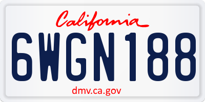 CA license plate 6WGN188