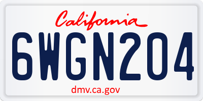 CA license plate 6WGN204
