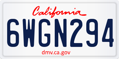 CA license plate 6WGN294