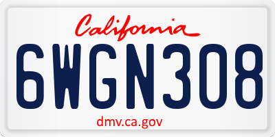CA license plate 6WGN308
