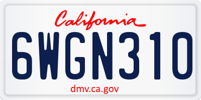 CA license plate 6WGN310