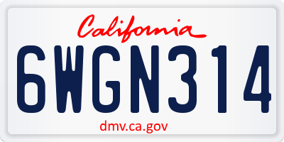CA license plate 6WGN314