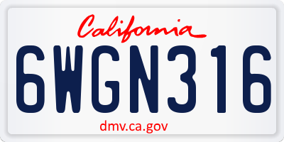 CA license plate 6WGN316